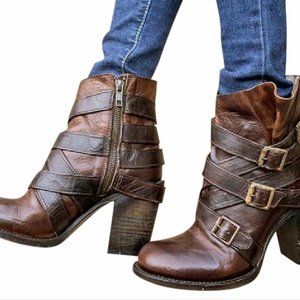 FreeBird Cognac Multi Hustle Ankle Boots